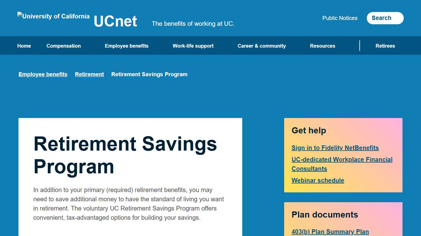 Retirement Savings Program UCnet