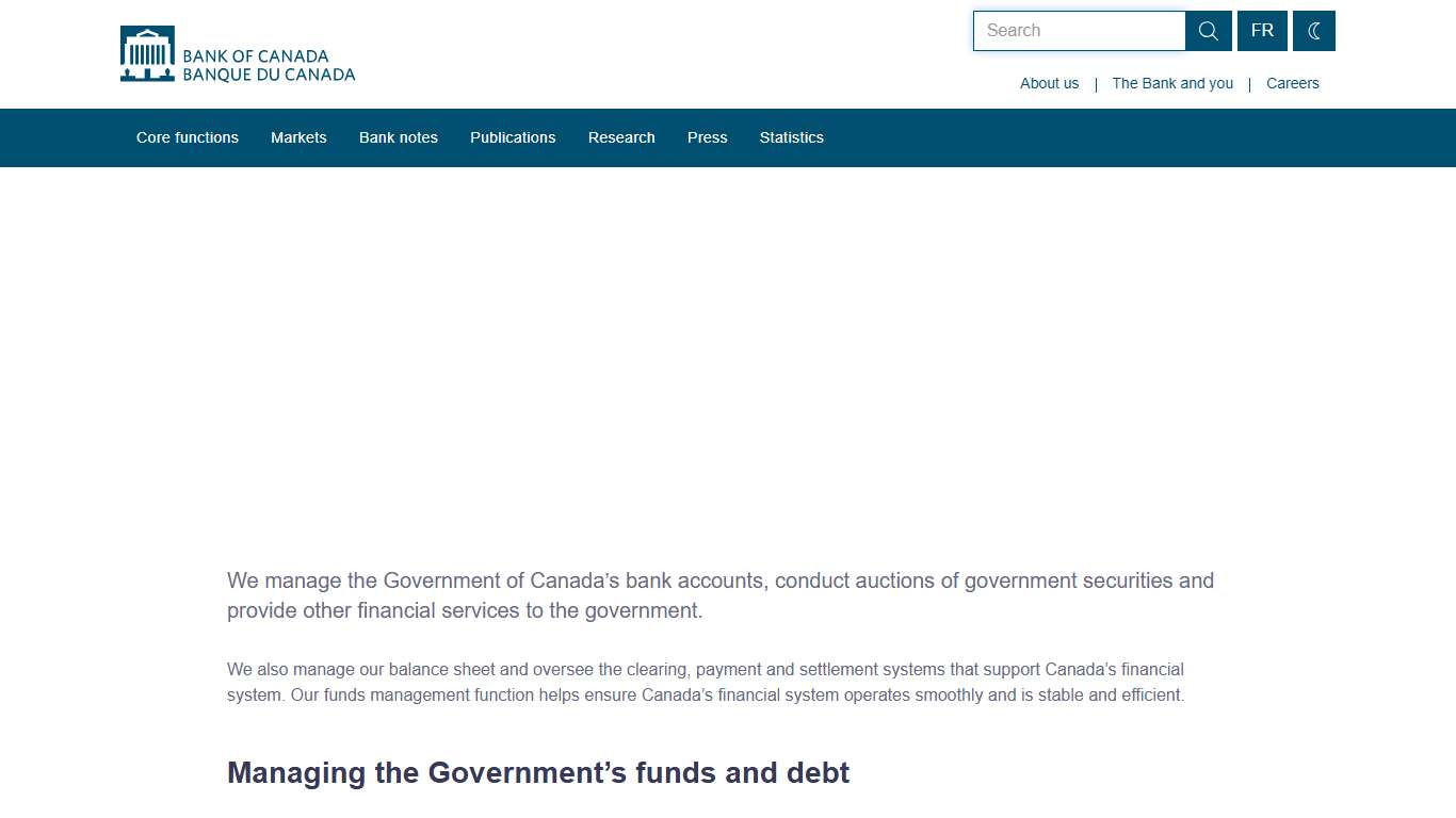 Funds management - Bank of Canada